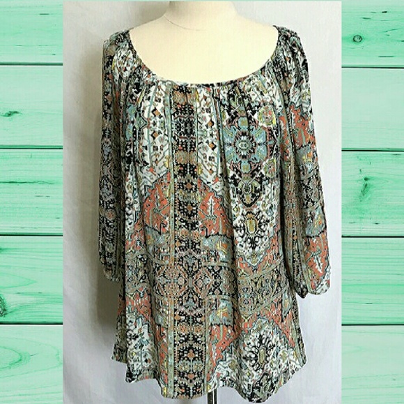 Karen Kane Tops - 💖BOGO50%OFF!🦄EUC 2X Karen Kane Tribal Print Top